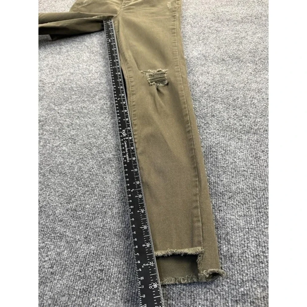 21-Aeropostale‎ Jeans Wmns 6 Olive Green High Waisted Jegging Distressed Raw Hem
